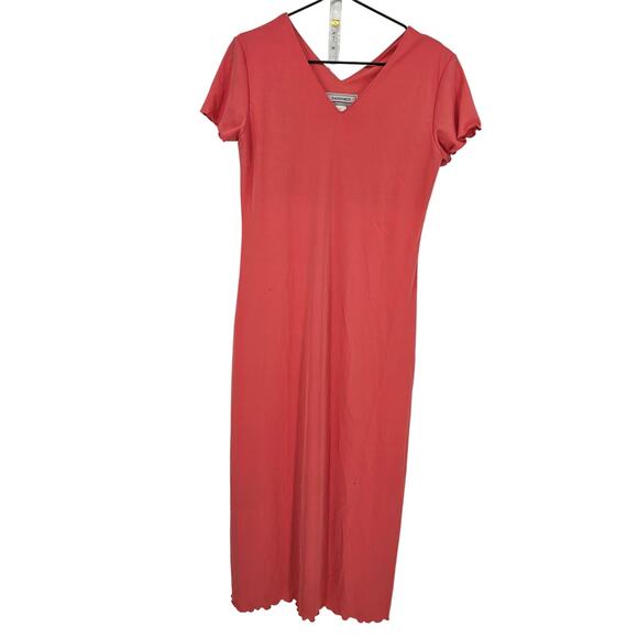 Vintage 1990s Passports Women Sz M Maxi Length Short Sleeve Dress Pink - Picture 1 of 4